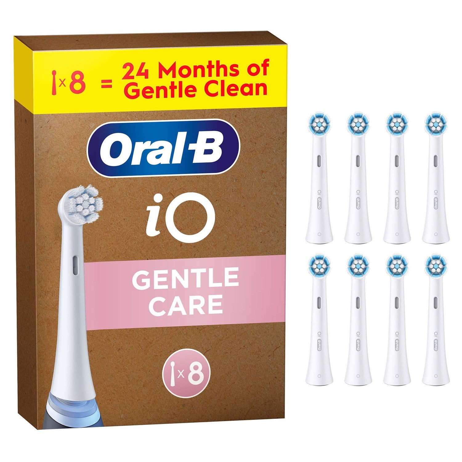 Oral-B iO Gentle Care, Original Brush Heads, White, 8 Pieces