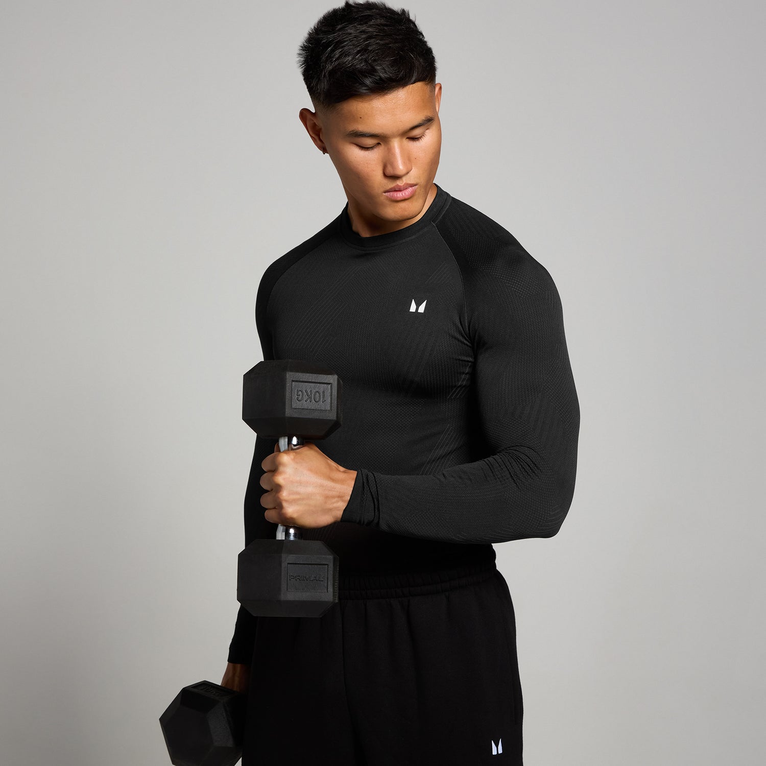 MP Men's Tempo Pillar Graphic Seamless Long Sleeve Top - Black - L