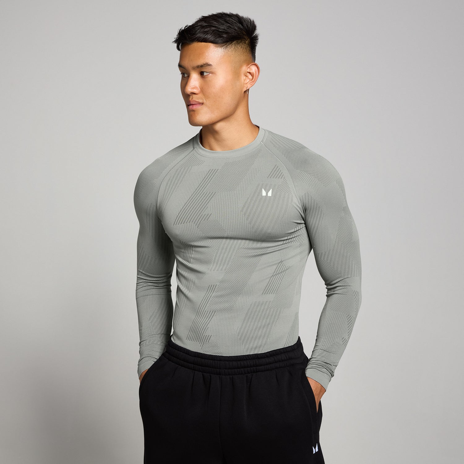MP Men's Tempo Pillar Graphic Seamless Long Sleeve Top - Storm - XS