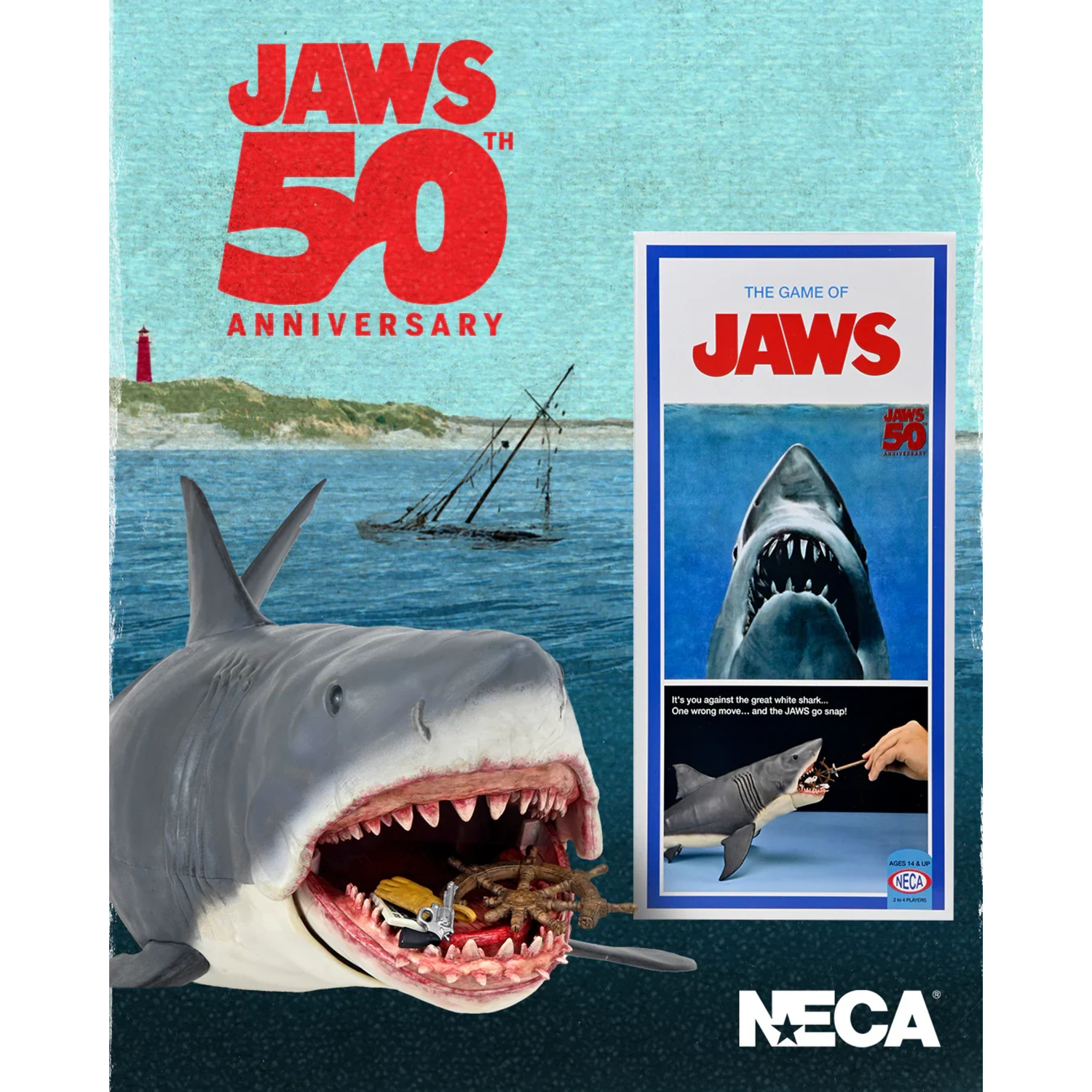 NECA - JAWS : THE GAME OF JAWS / 15 INCH HEAD TO TAIL ACTION FIGURE 50TH ANNIVERSARY