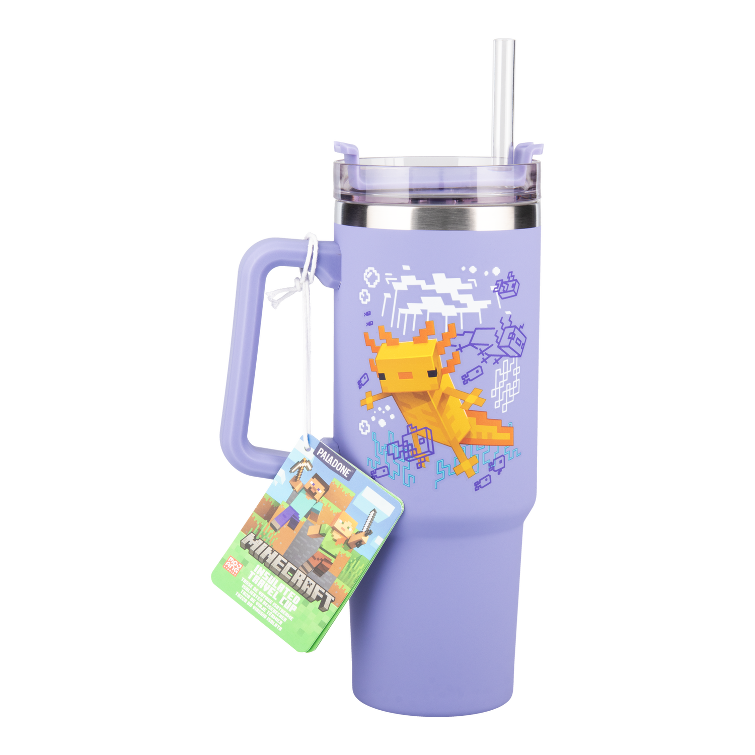 Minecraft Purple 900Ml Insulated Cup And Straw