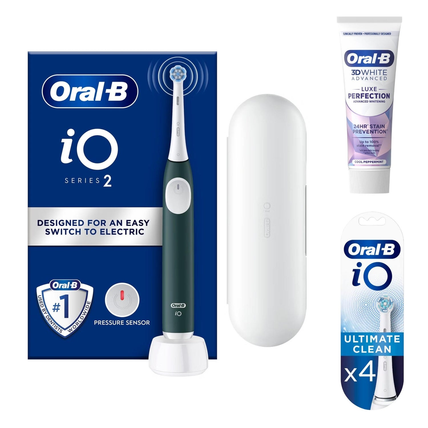Oral-B iO2 Forest Green Electric Toothbrush + Travel Case