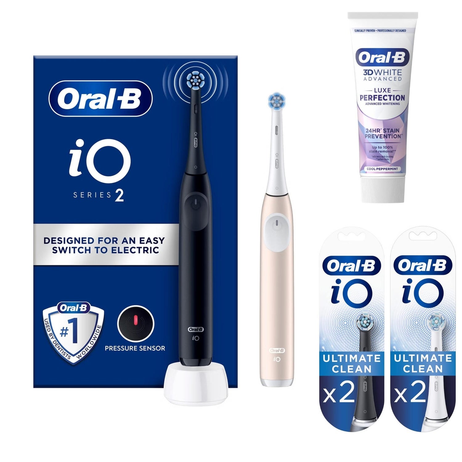 Oral-B iO2 Night Black & Calm Pink Electric Toothbrush Duo