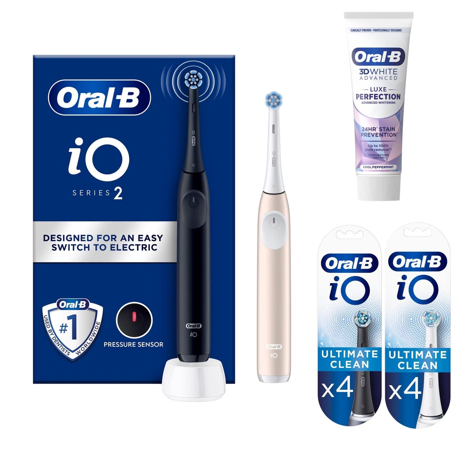 Oral-B iO2 Night Black & Calm Pink Electric Toothbrush Duo