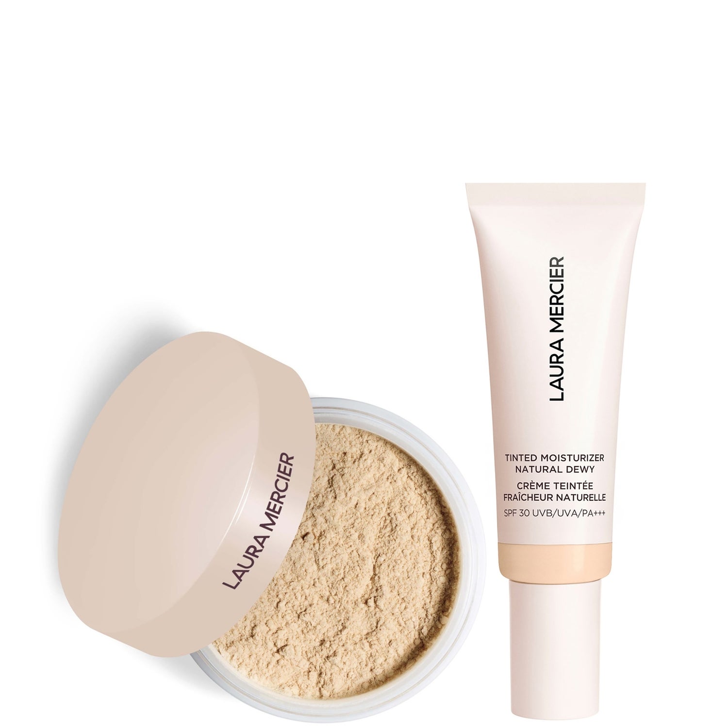 Laura Mercier Mini Translucent Loose Setting Powder Ultra Blur and Tinted Moisturiser Natural Dewy SPF 30 Duo- 0N Silk