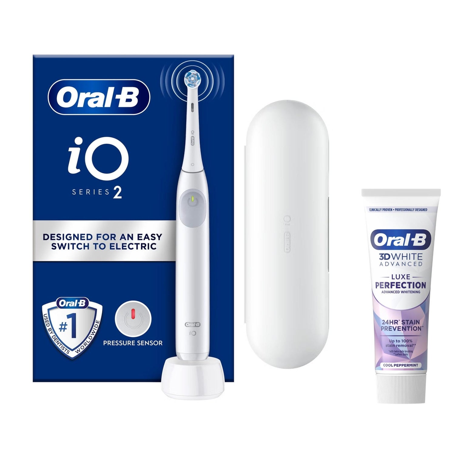 Oral-B iO2 White Electric Toothbrush + Travel Case