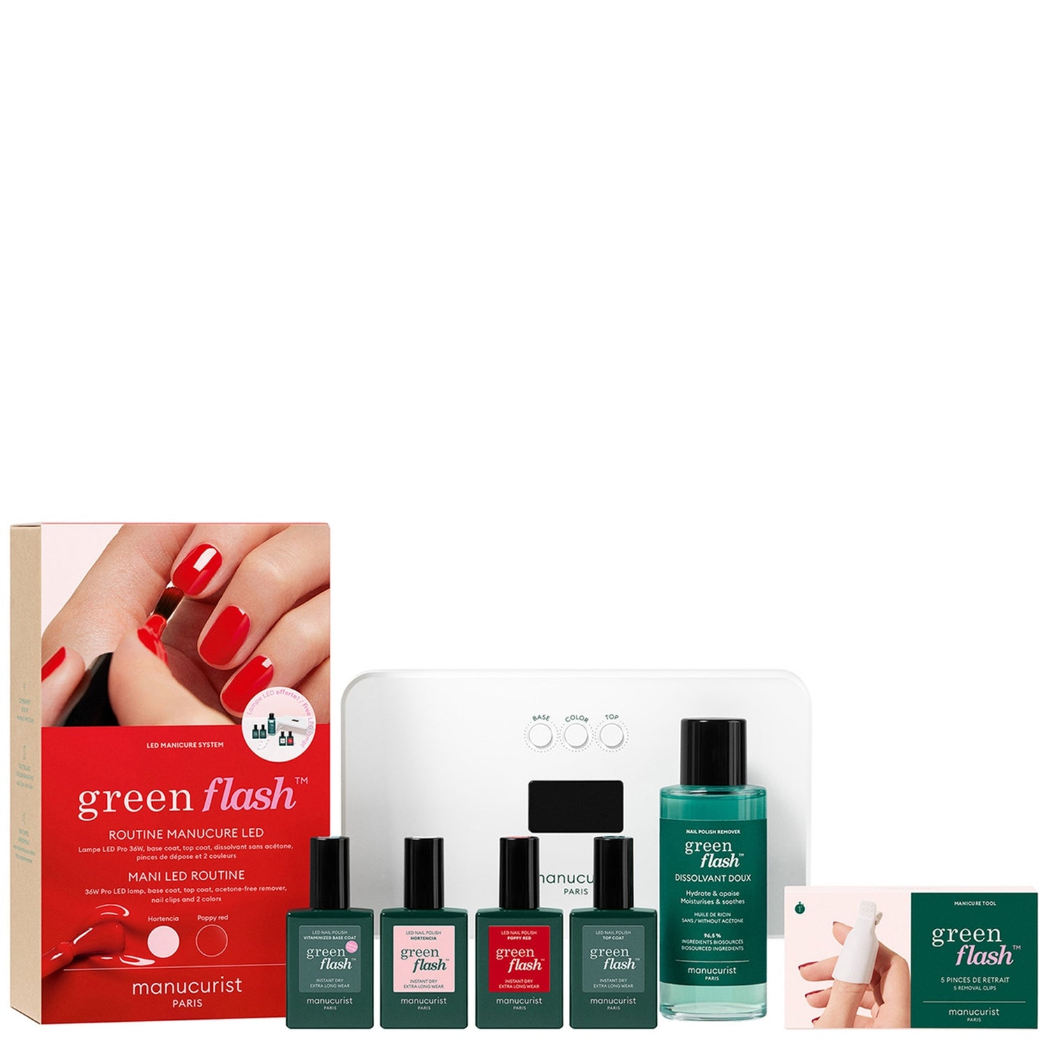MANUCURIST GREEN FLASH RETAIL KIT 36W - Hortencia & Poppy Red 15ml