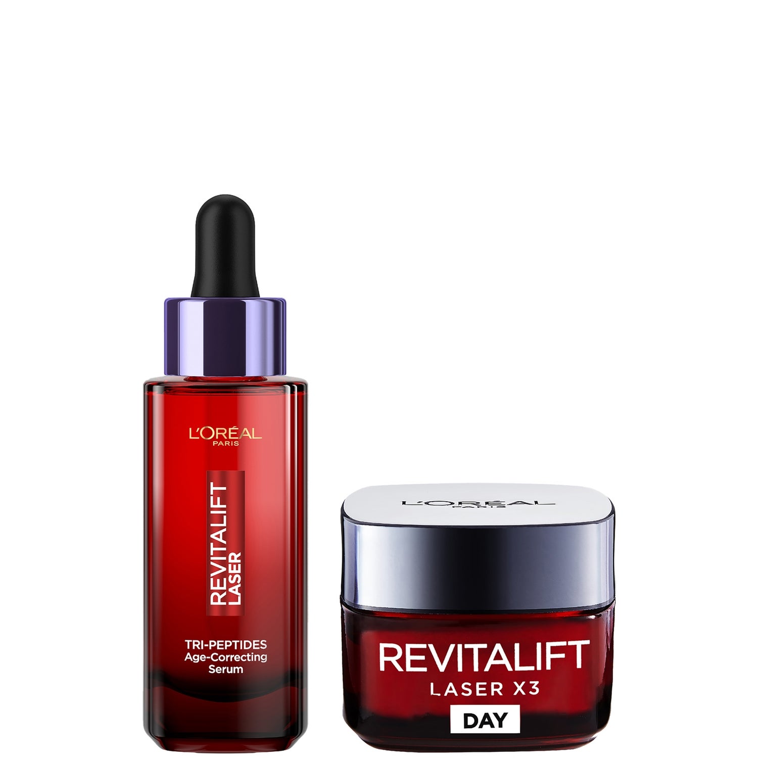 L'Oreal Paris Revitalift Laser Age-Correcting Routine Bundle with Tri-Peptides Serum 30ml & Day Moisturiser 50ml