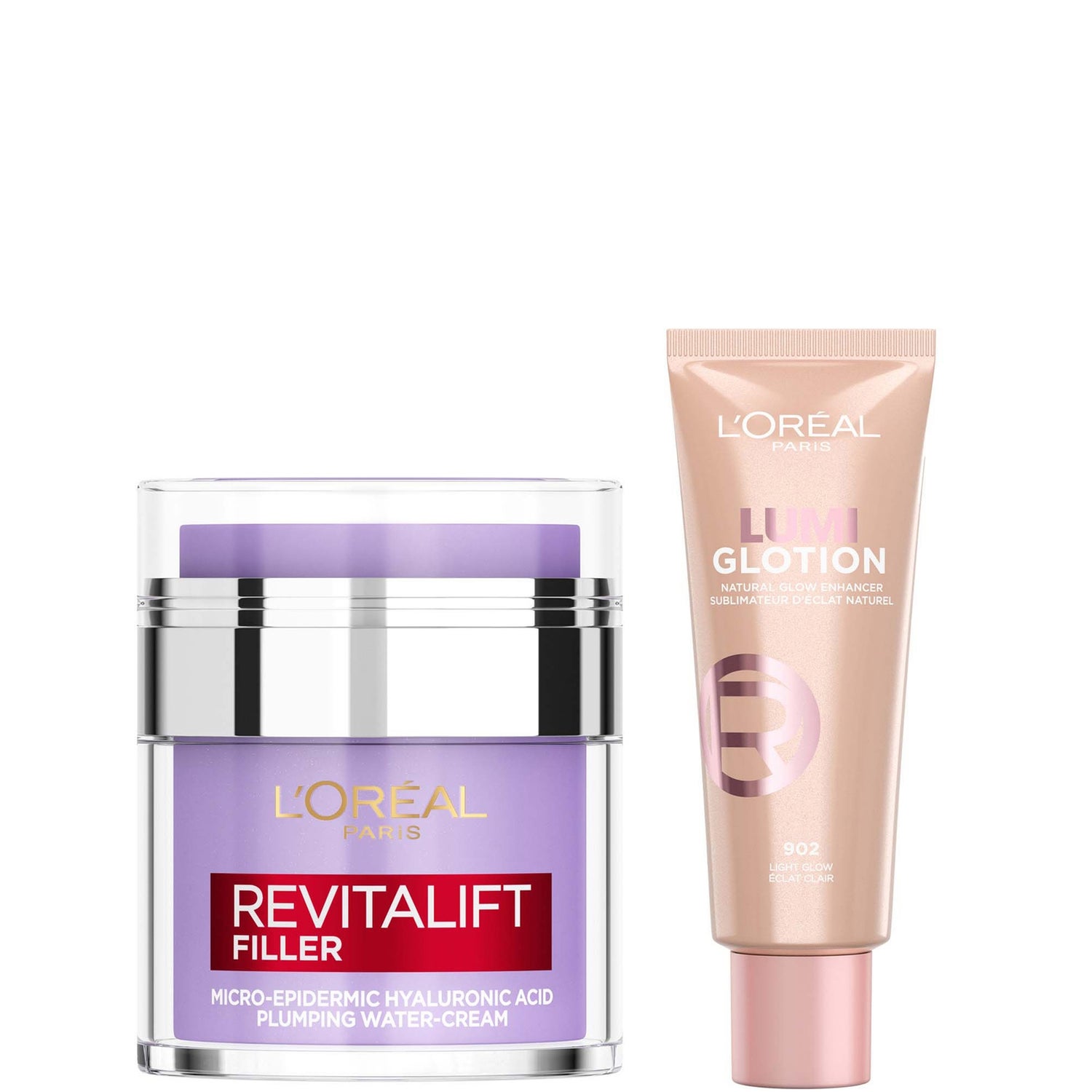 L'Oréal Paris Hyaluronic Filler Water Cream & Lumi Glotion Bundle (Various Shades)