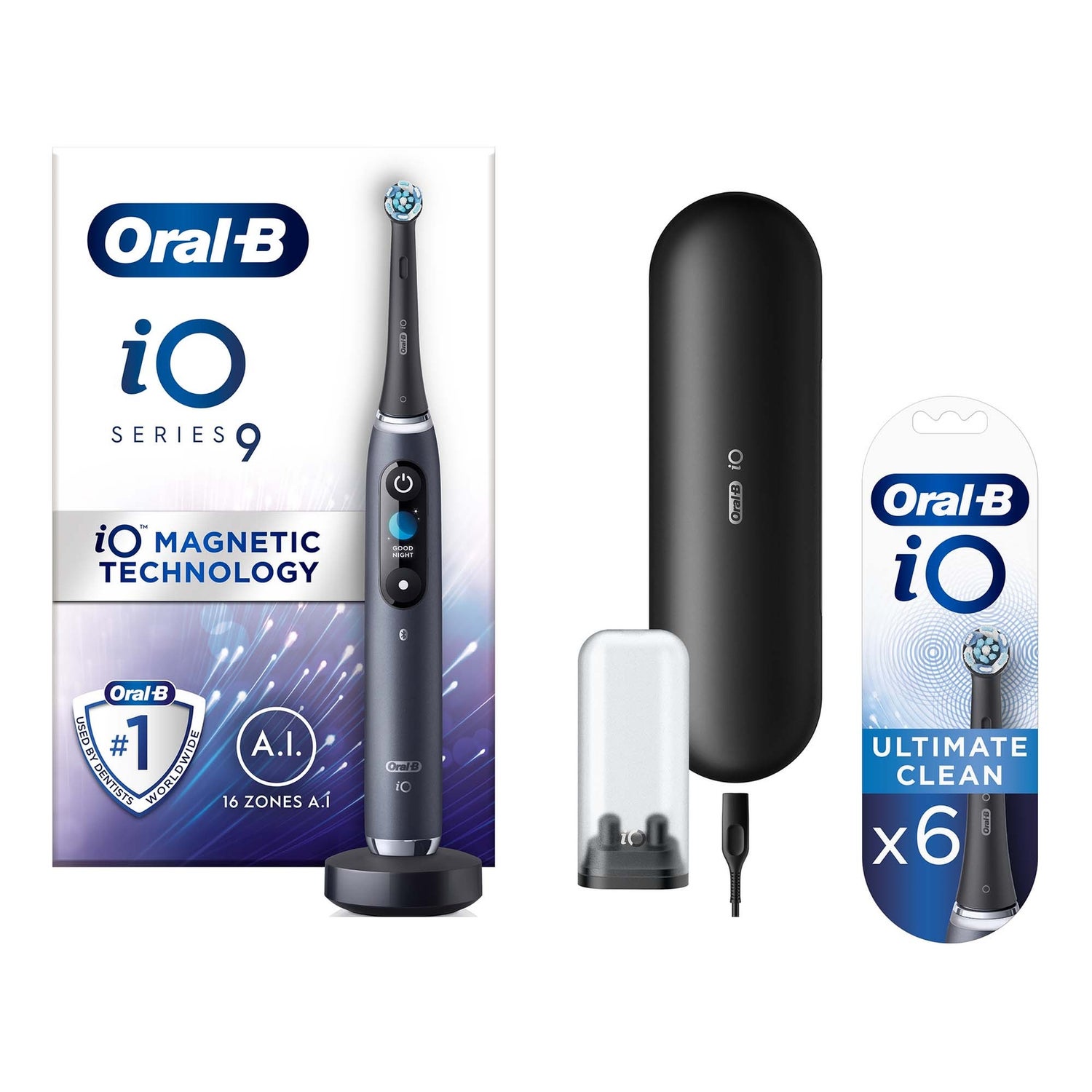 Oral B iO9 Black Onyx Electric Toothbrush with Charging Travel Case