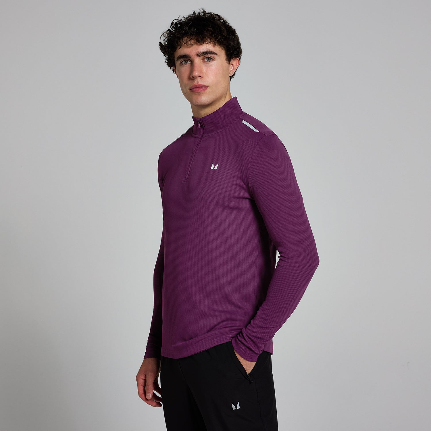 MP Men's Active Gridded 1/4 Zip - Plum - XS