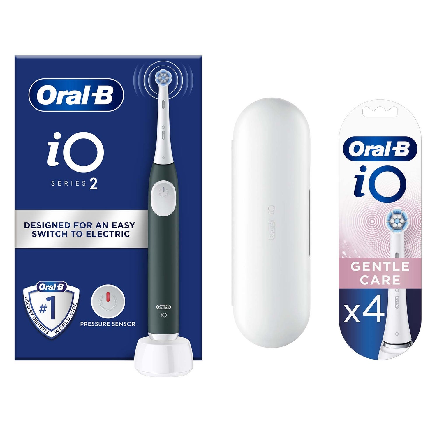 Oral-B iO2 Forest Green Electric Toothbrush + Travel Case