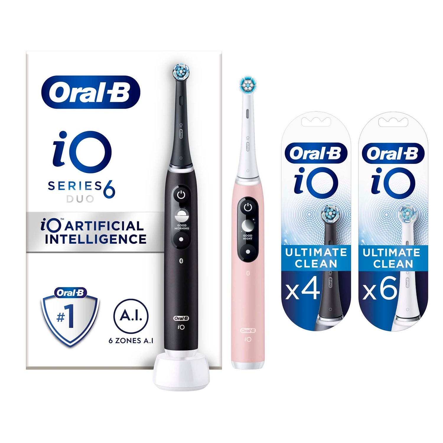iO6 Duo Pack of Two Electric Toothbrushes, Black Lava & Pink Sand