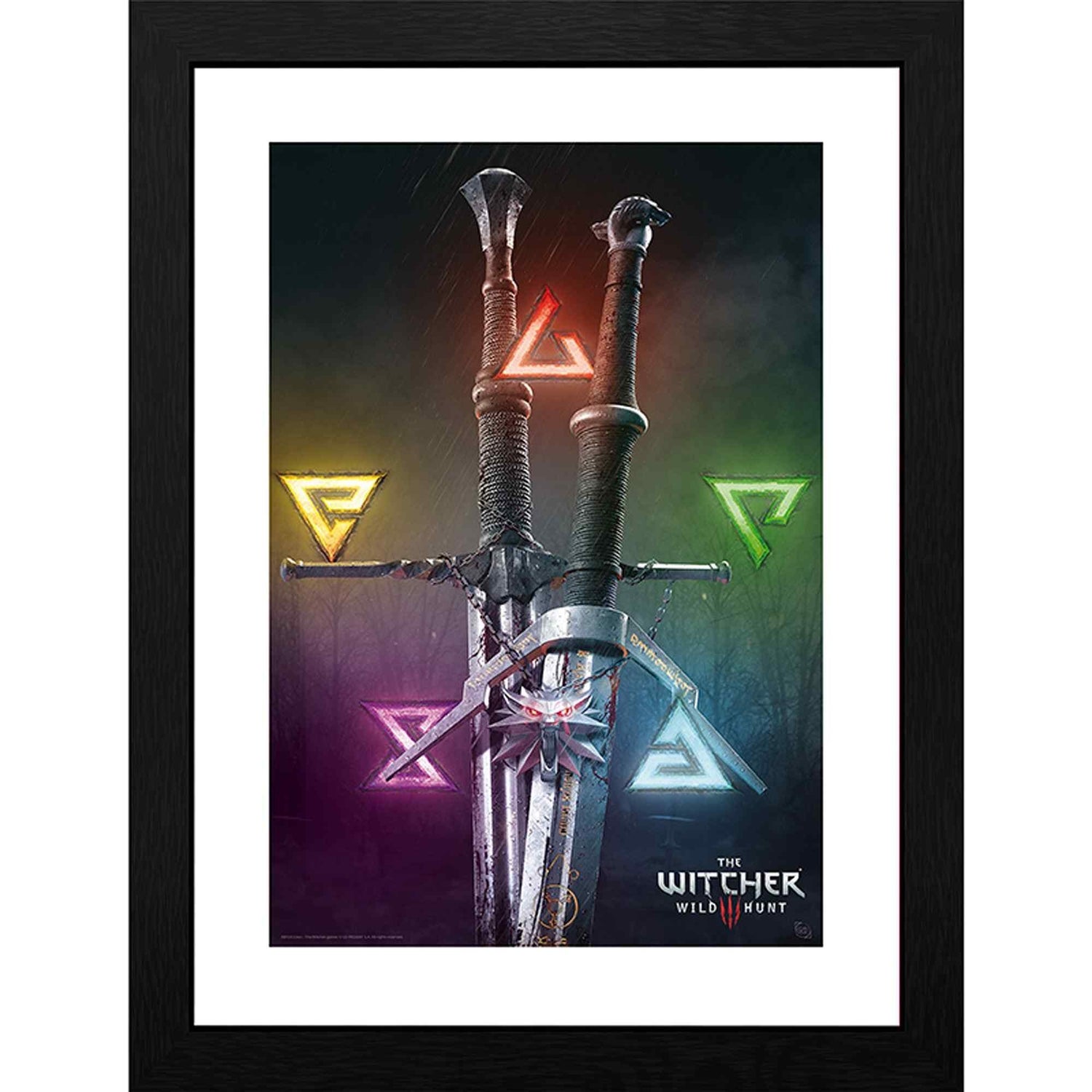 The Witcher Signs & Swords  30 x 40cm Framed Collector Print