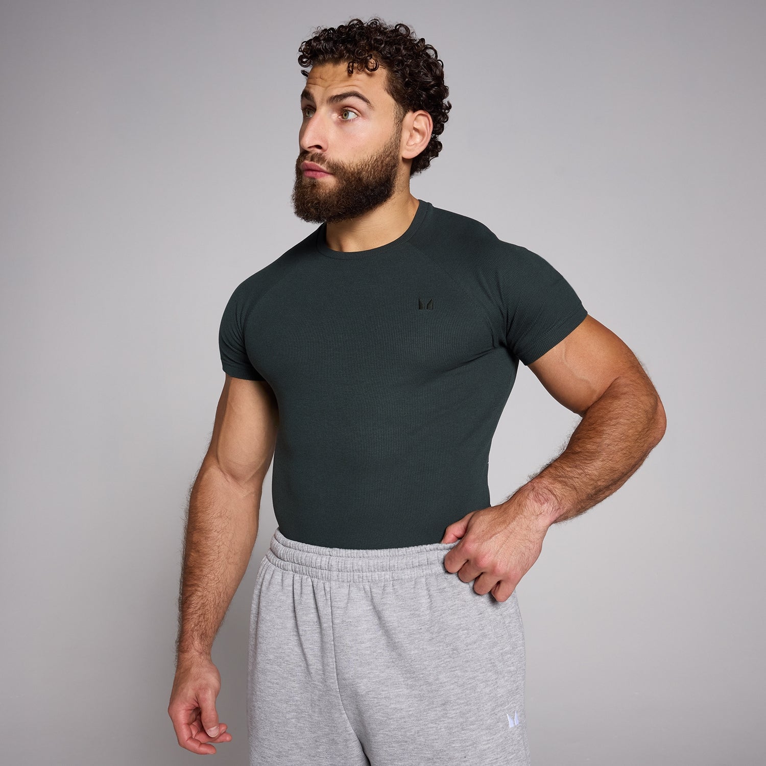 MP Men's Origin Ribbed Muscle Fit T-Shirt - Washed Black - L