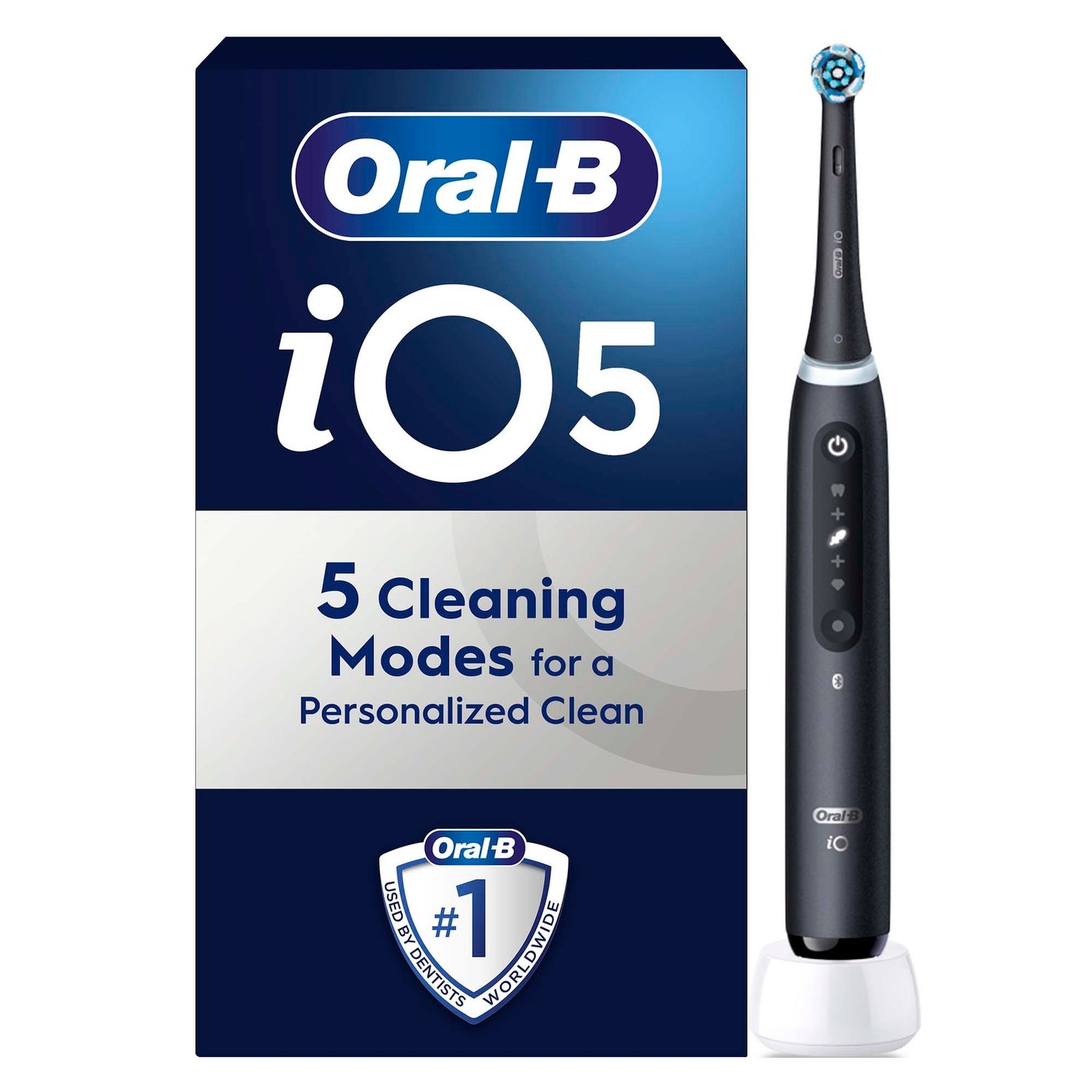 Oral-B iO 5 Black Electric Toothbrush, 1 Toothbrush Head, Designed By Braun