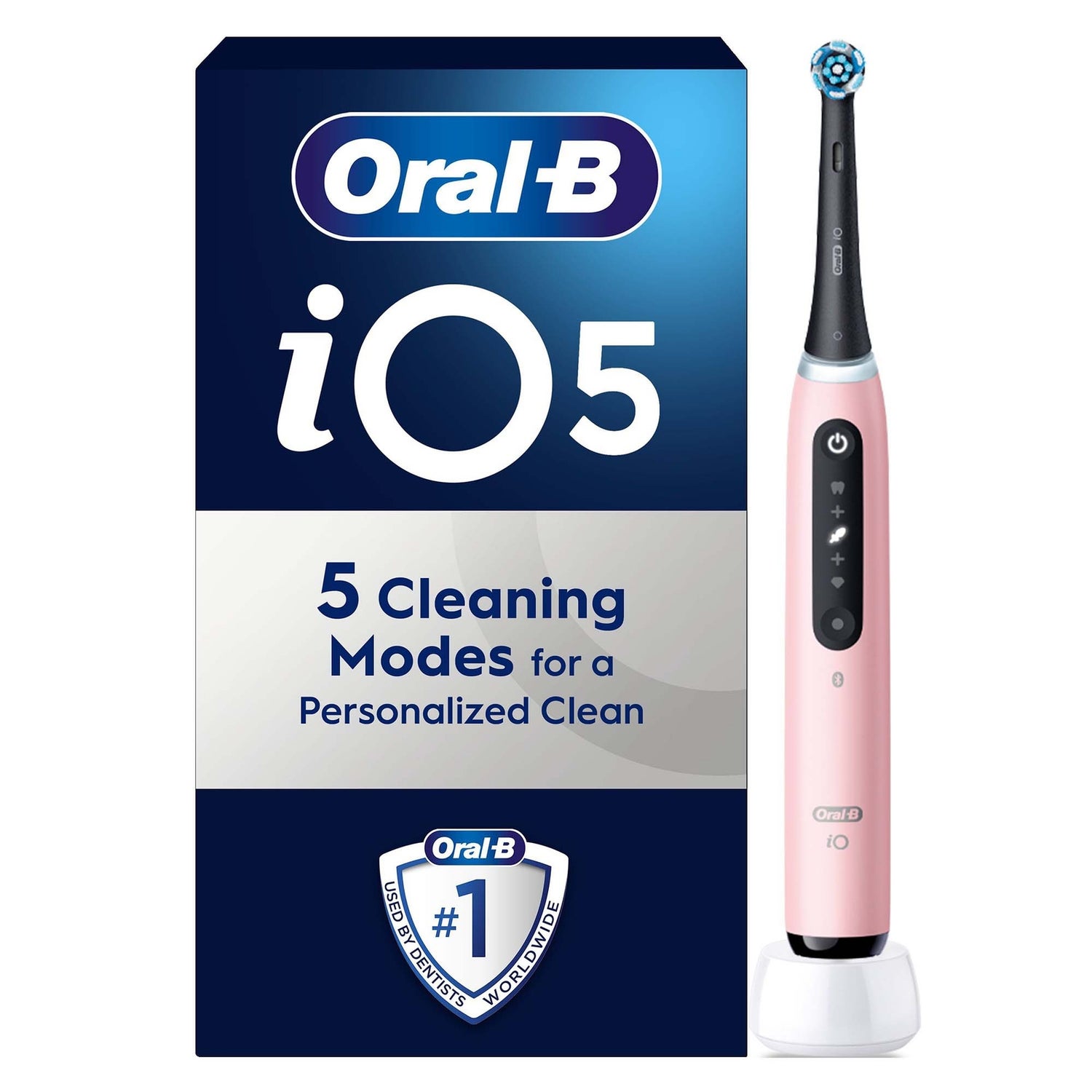 Oral-B iO 5 Pink Electric Toothbrush, 1 Toothbrush Head, Designed By Braun