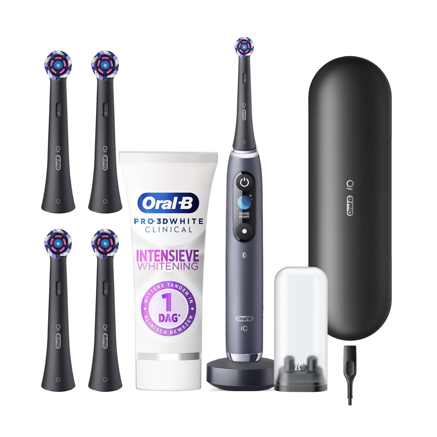 Oral-B iO9N Elektrische Tandenborstel Whitening Bundel, Zwart