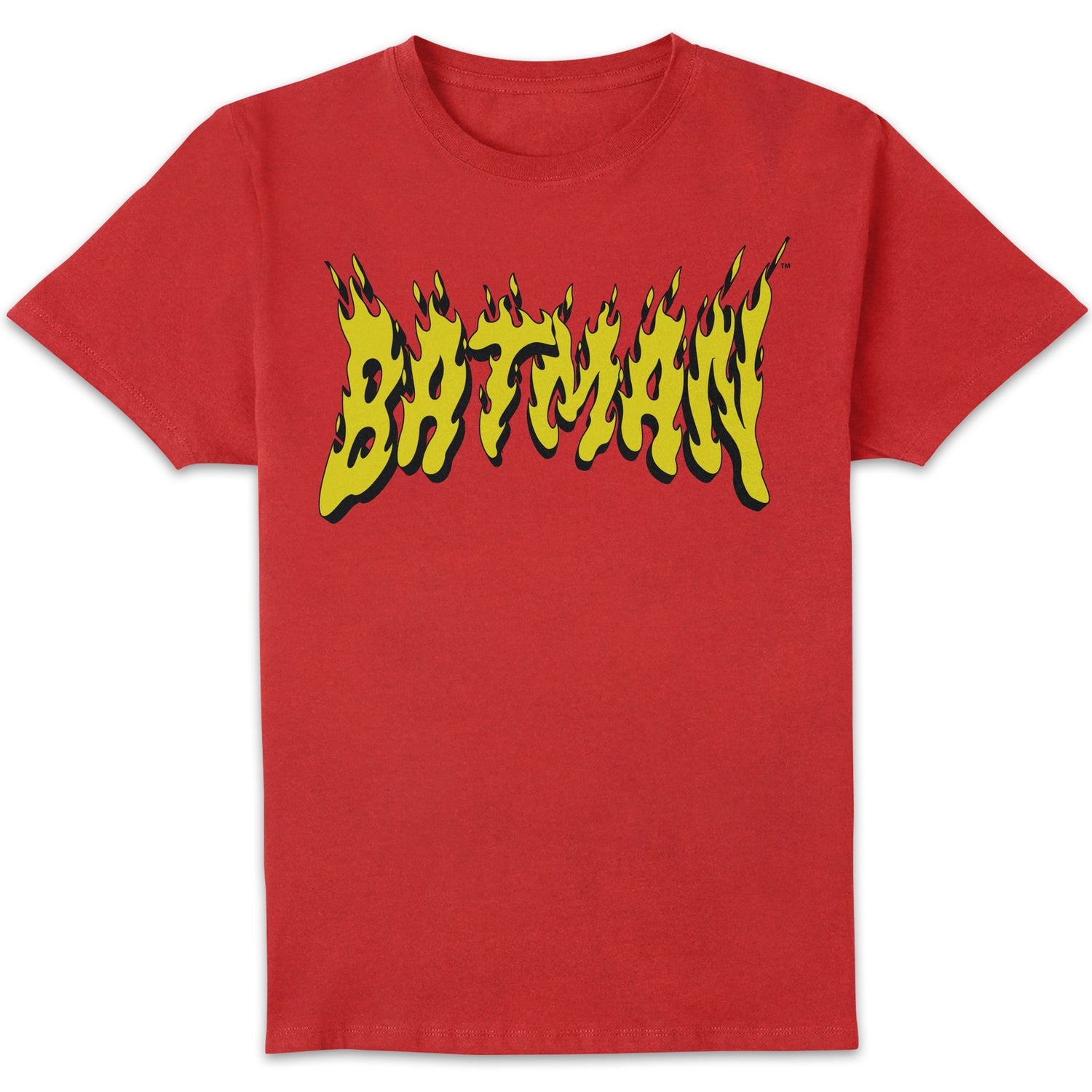 DC Comics Batman Text Fire Unisex T-Shirt - Red