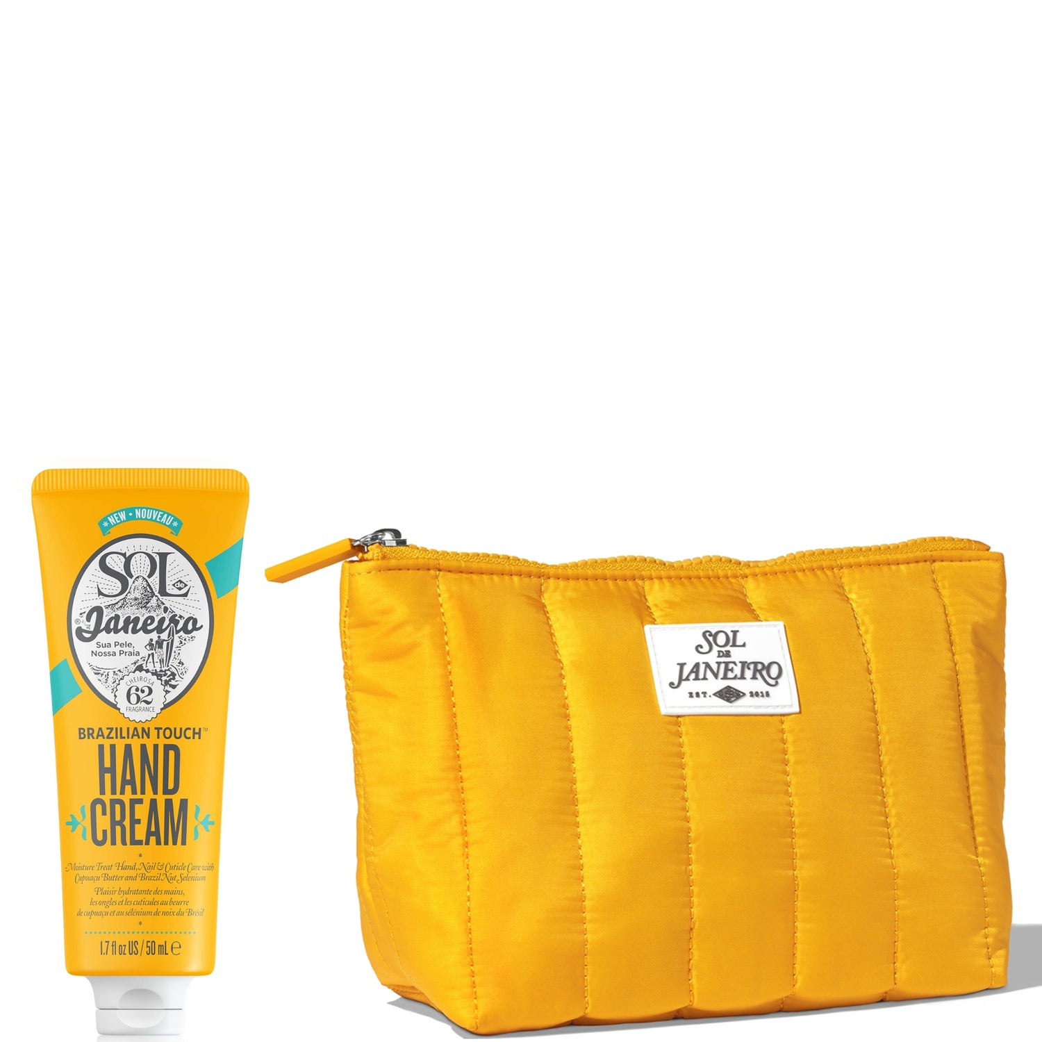 Sol de Janeiro Yellow Puffer Bag & Hand Cream