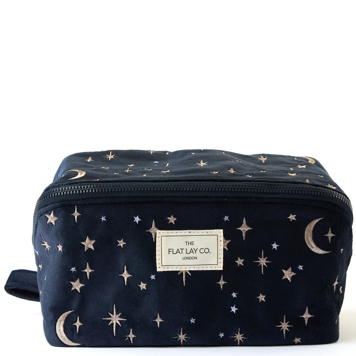 The Flat Lay Co. Flat Lay Makeup Box Bag - Celestial Blue Embroidered Velvet