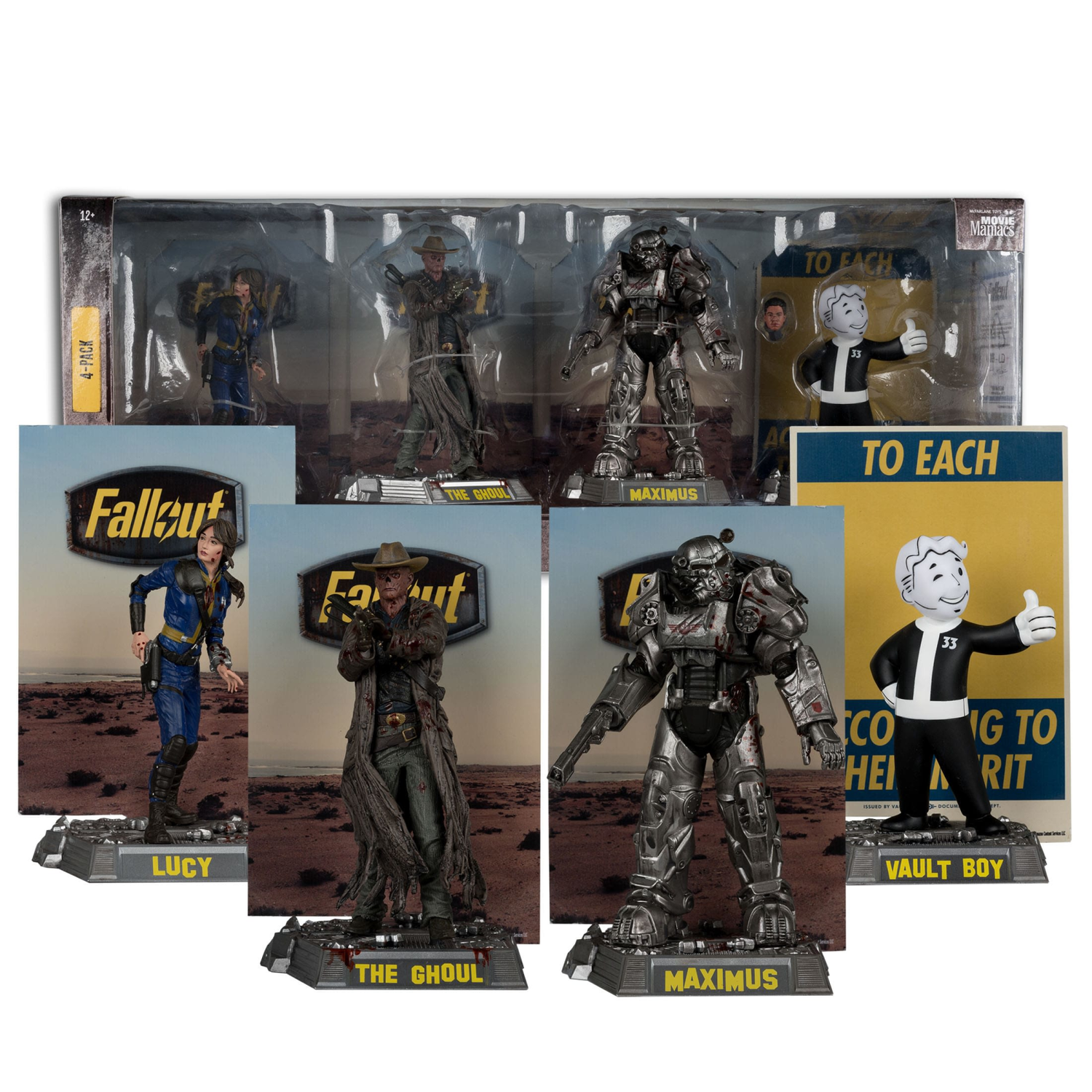 Fallout Movie Maniacs PVC Statue 4-Pack Lucy, Maximus, The Ghoul & Vault Boy 15 cm