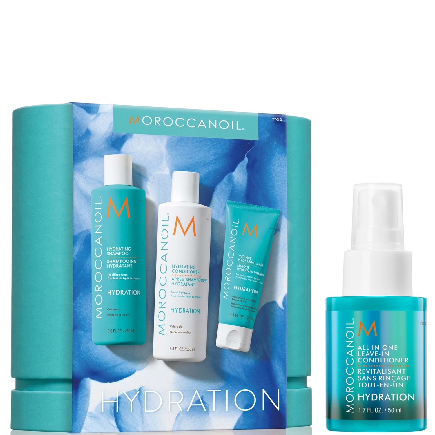 Moroccanoil Hydrating Shampoo and Conditioner with Free Intense Hydrating Mask 75ml & Leave in Conditioner 50ml