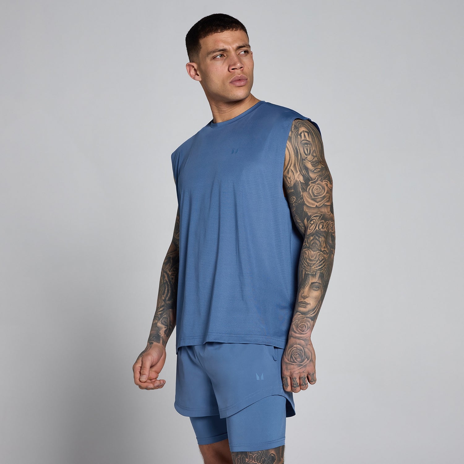 MP Men's Hybrid Oversized Mesh Tank - Slate Blue - XS