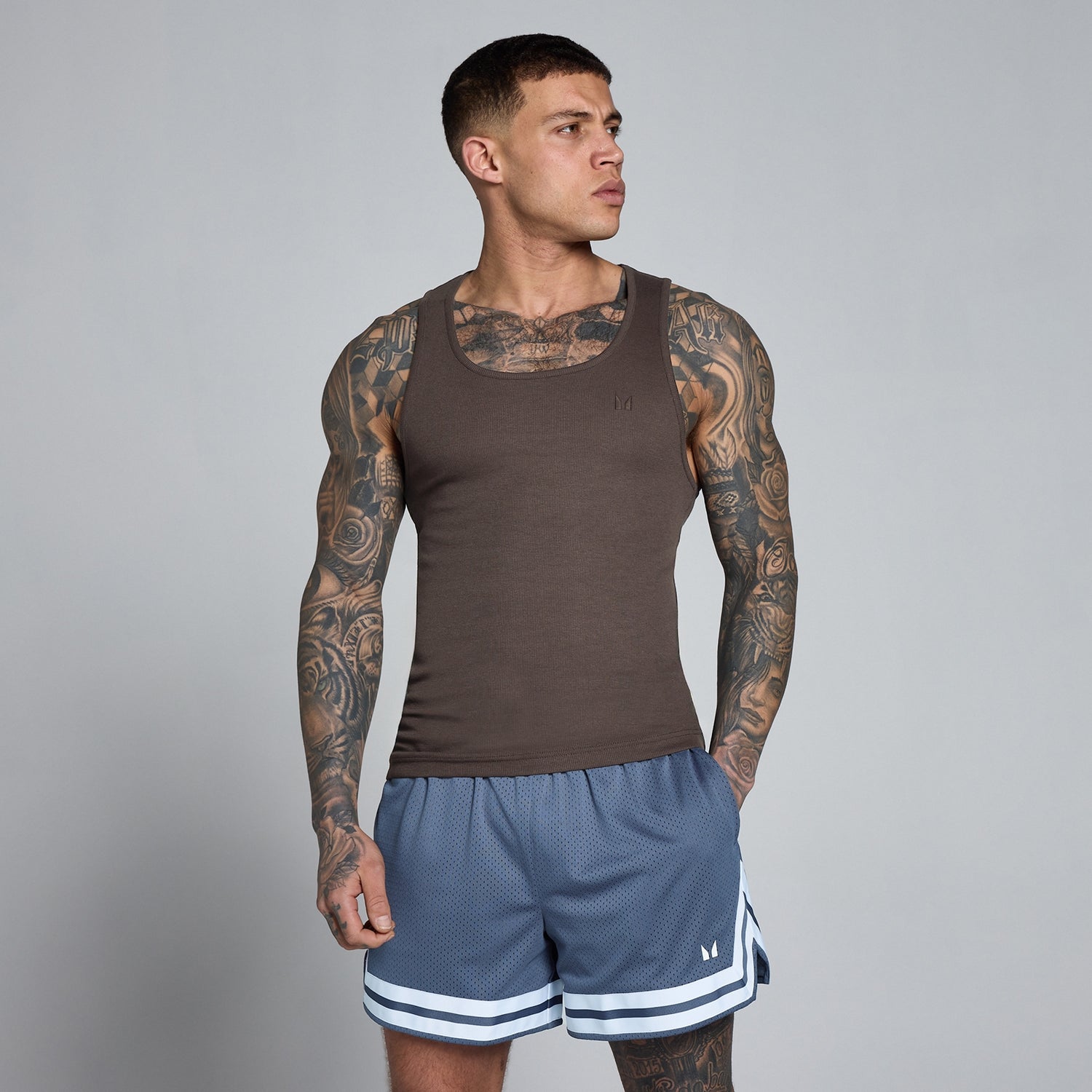 MP Men's Lift Ribbed Muscle Fit Vest - Chocolate - XS