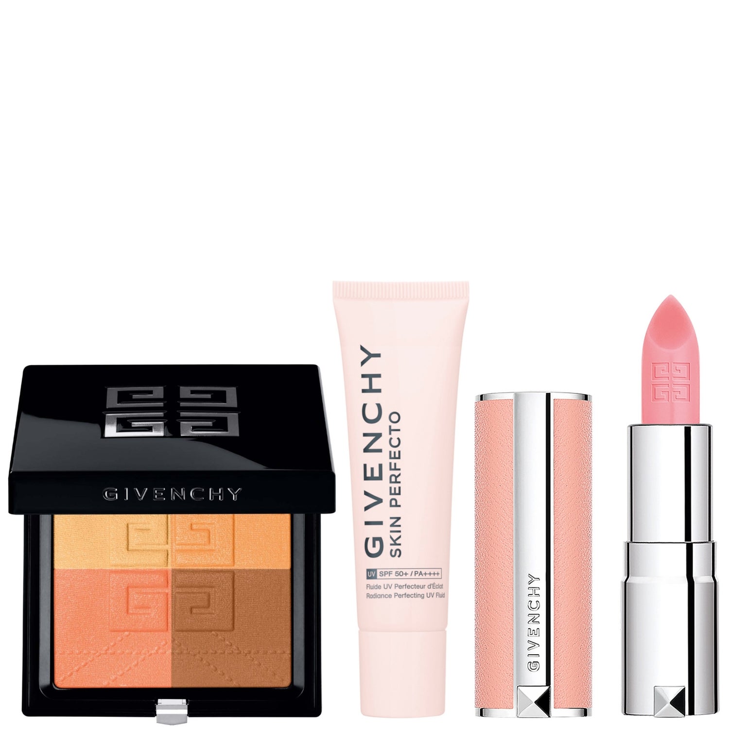 Givenchy Prisme Libre Pressed 4-Colour Pressed Powder & Skin Perfecto Fluid UV SPF Protector Bundle (Various Shades)