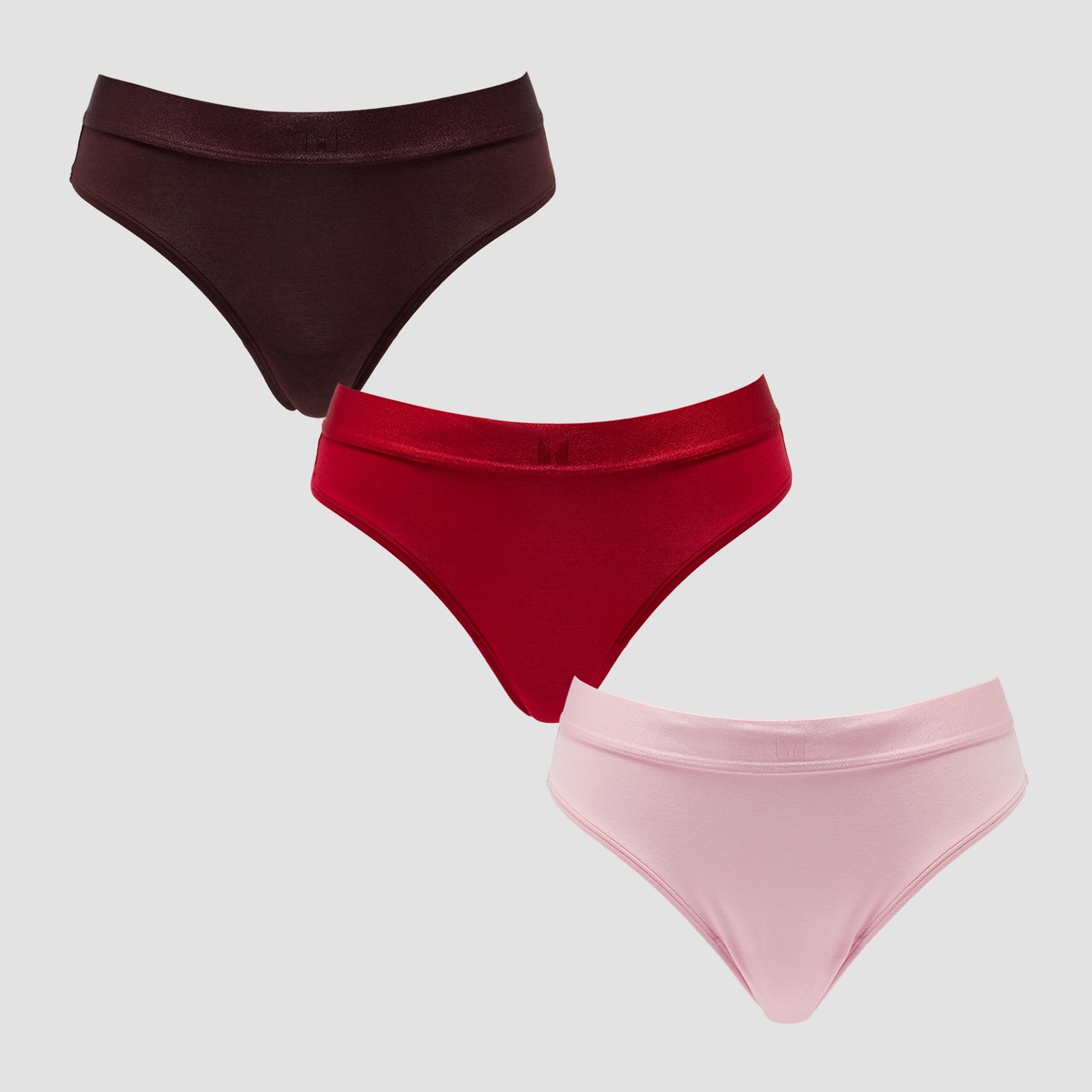 MP Women's Mid Rise Bikini Brief (3 Pack) - Blush/Rose Red/Fudge - M