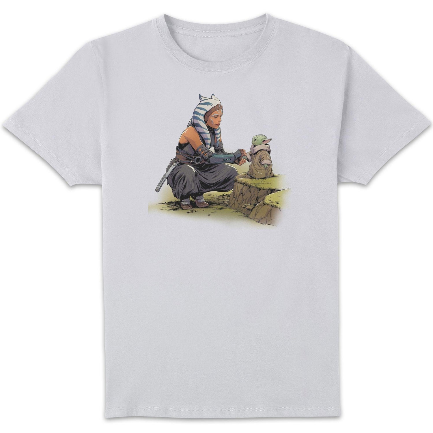 Star Wars The Mandalorian Ashoka With Grogu Unisex T-Shirt - White