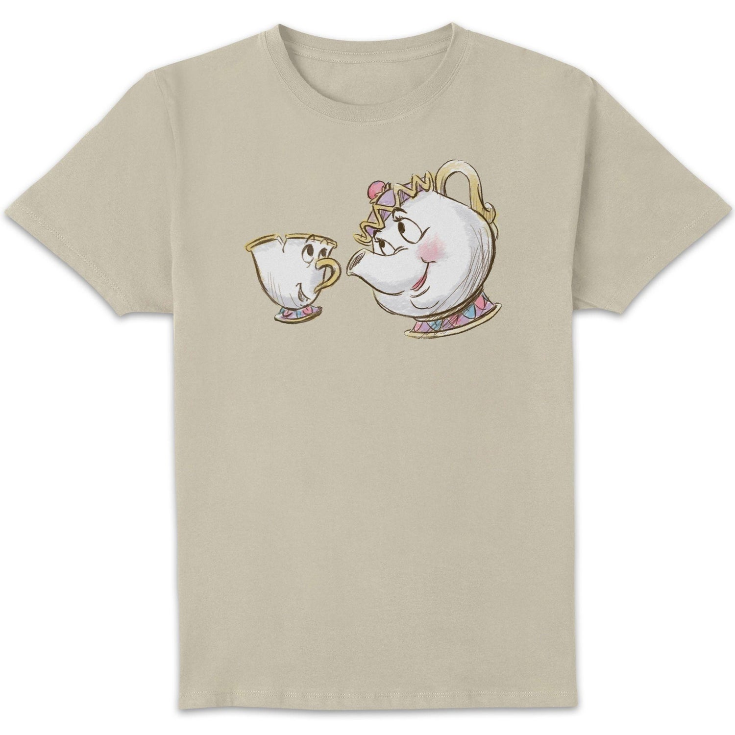 Disney Chips And Mrs Potts Facing Each Other Unisex T-Shirt - Cream