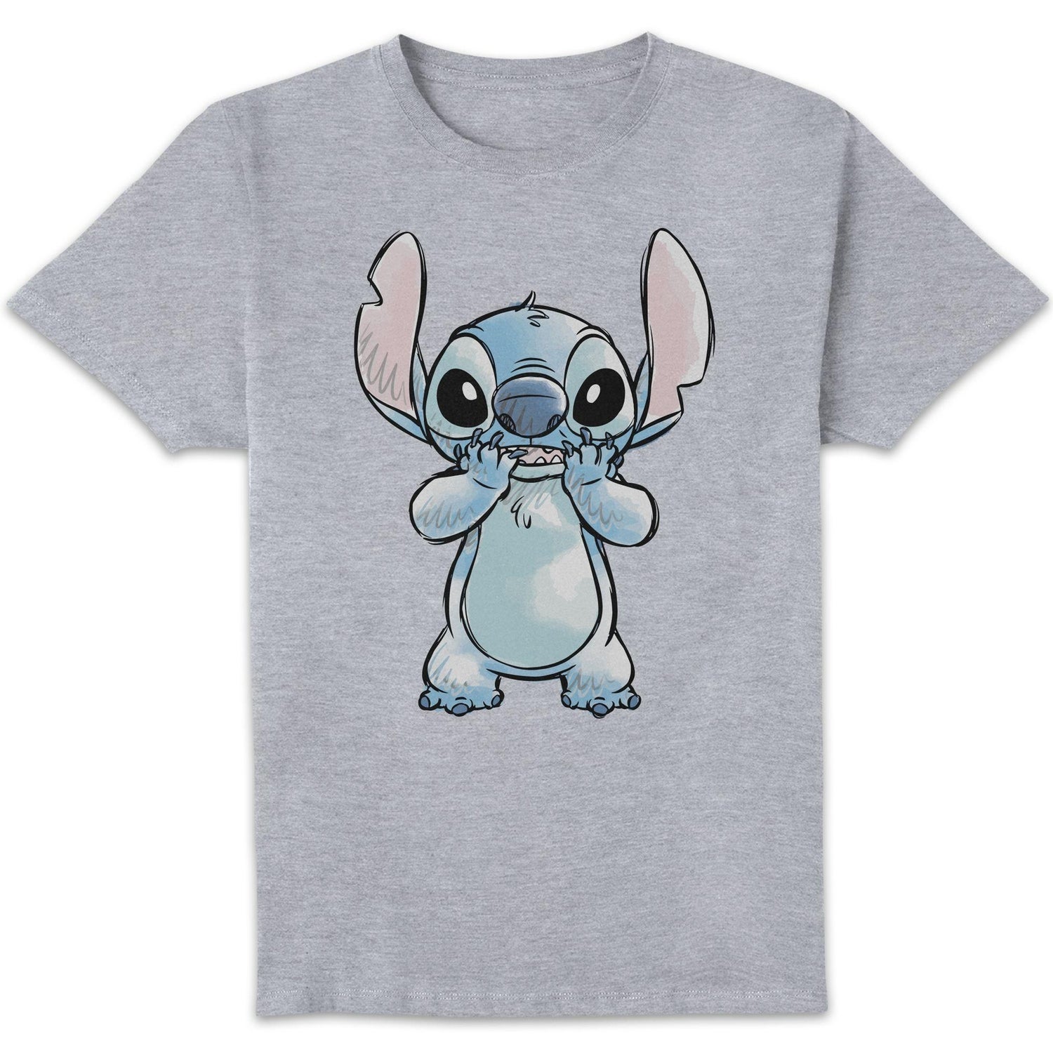 Disney Stitch Hands On Face Unisex T-Shirt - Grey