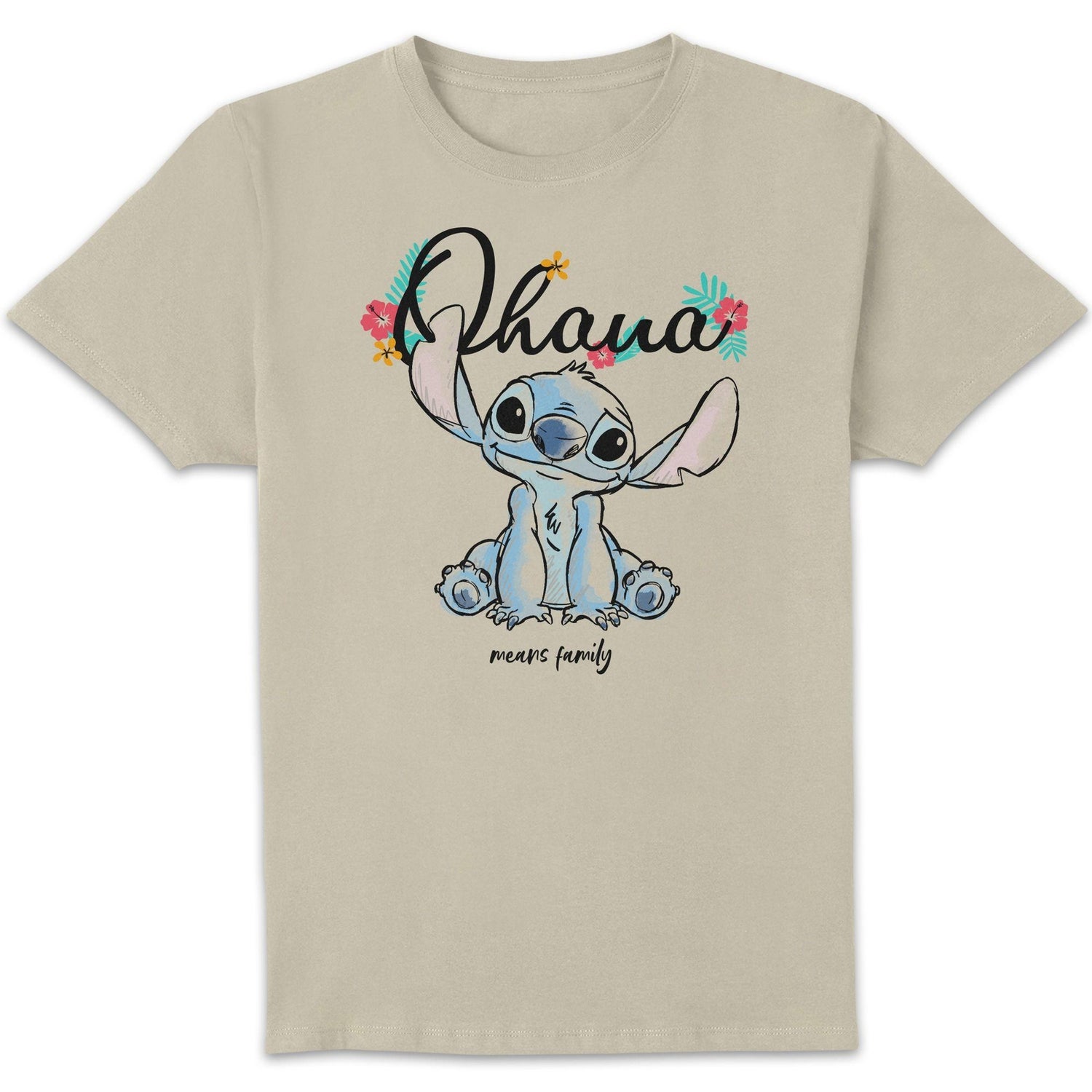Disney Stitch Ohana Means Family Unisex T-Shirt - Cream
