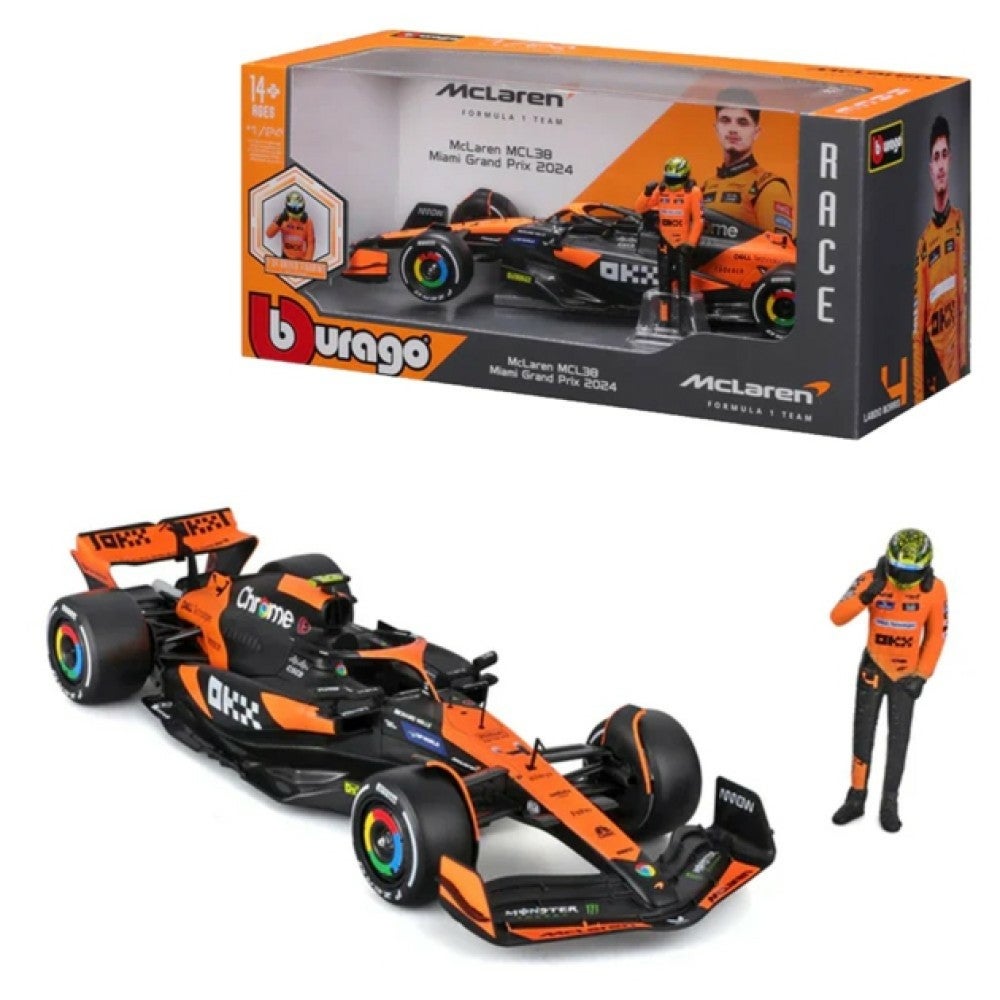 1:24 F1 MCLAREN MCL38 2024 WITH DRIVER FIGURE NORRIS