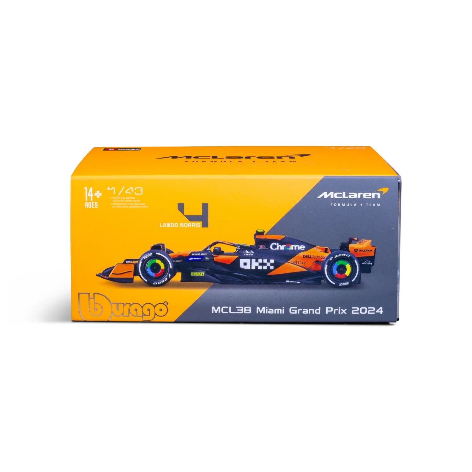 Burago F1 Mclaren MCL38 2024 With Norris Helmet 1:43 Scale Model