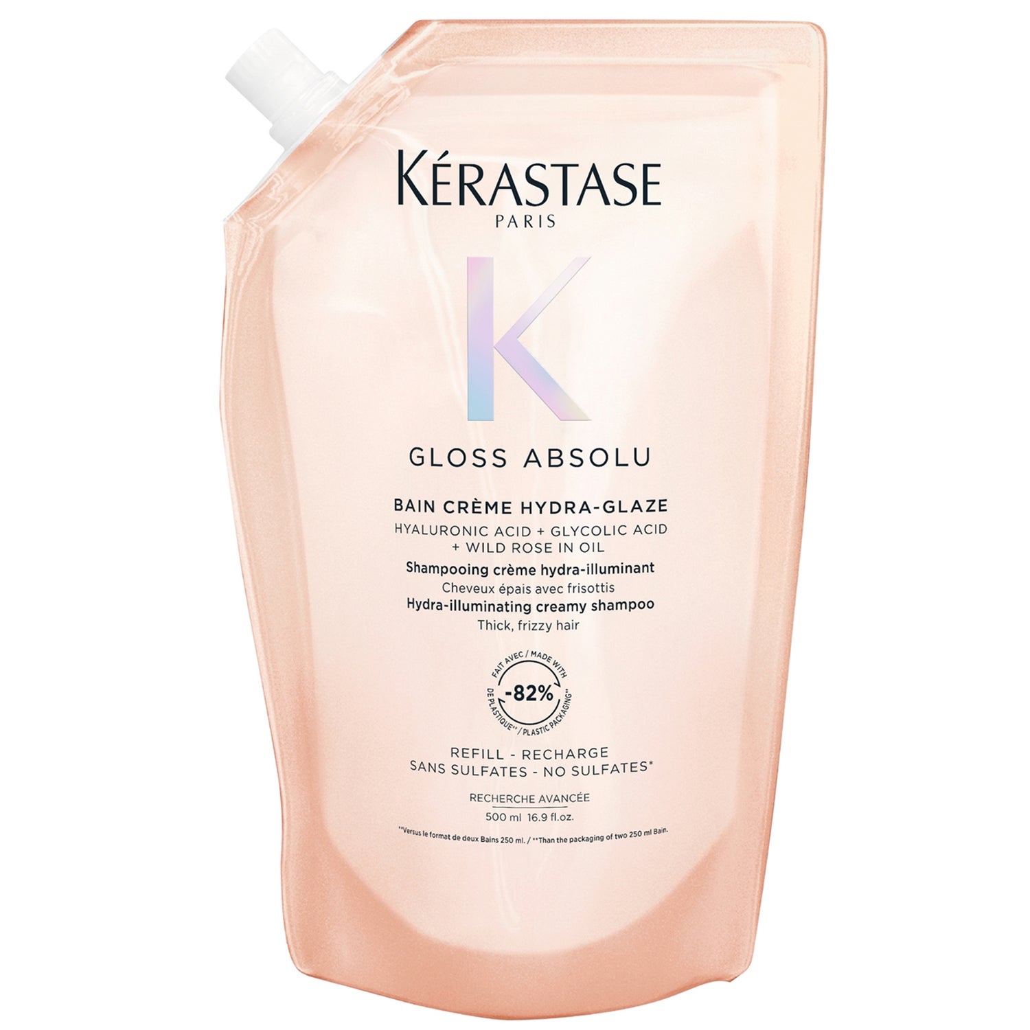 Kérastase Gloss Absolu Bain Crème Hydra-Glaze Shampoo For Thick Frizzy Hair 500ml Refill