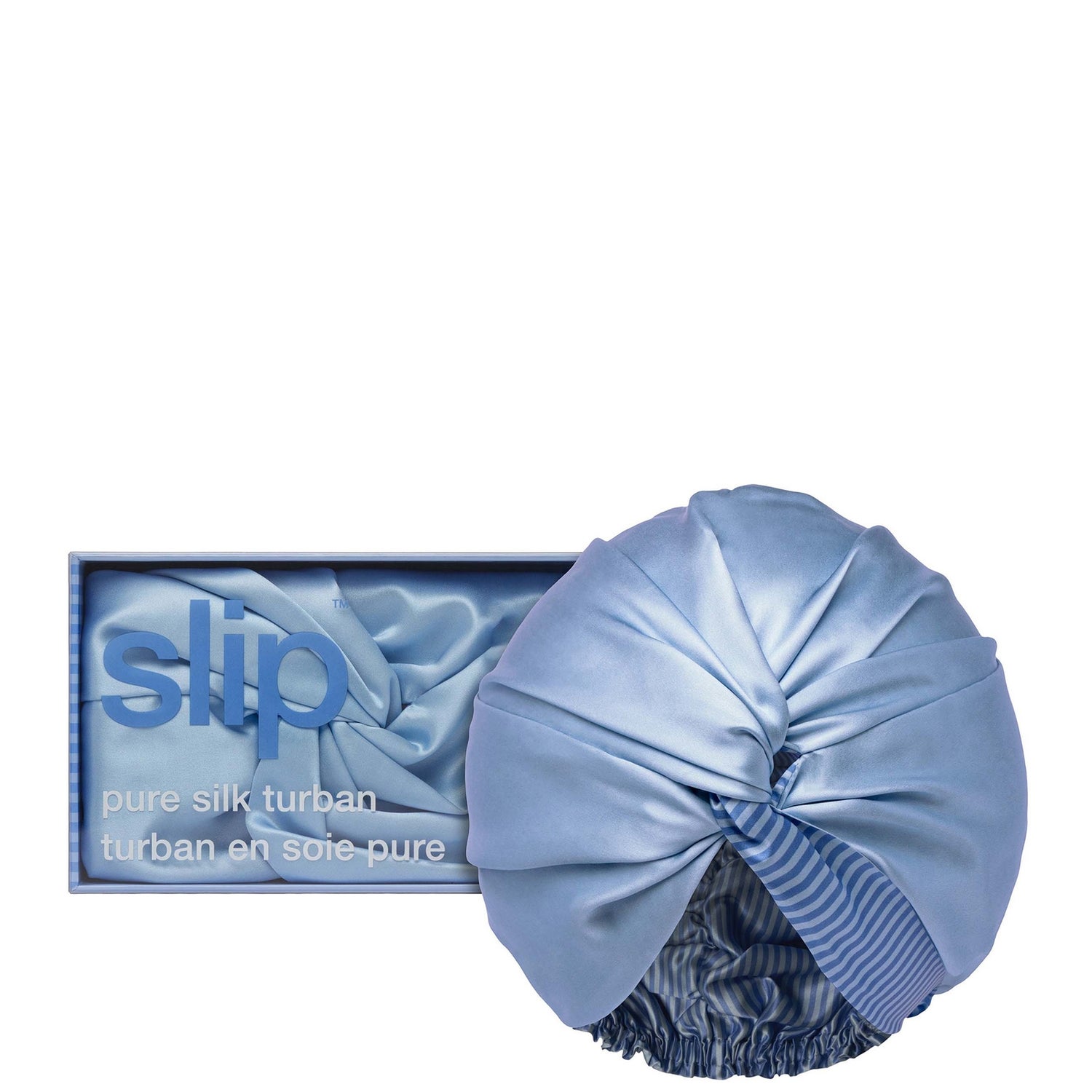 slip pure silk turban - cornflower
