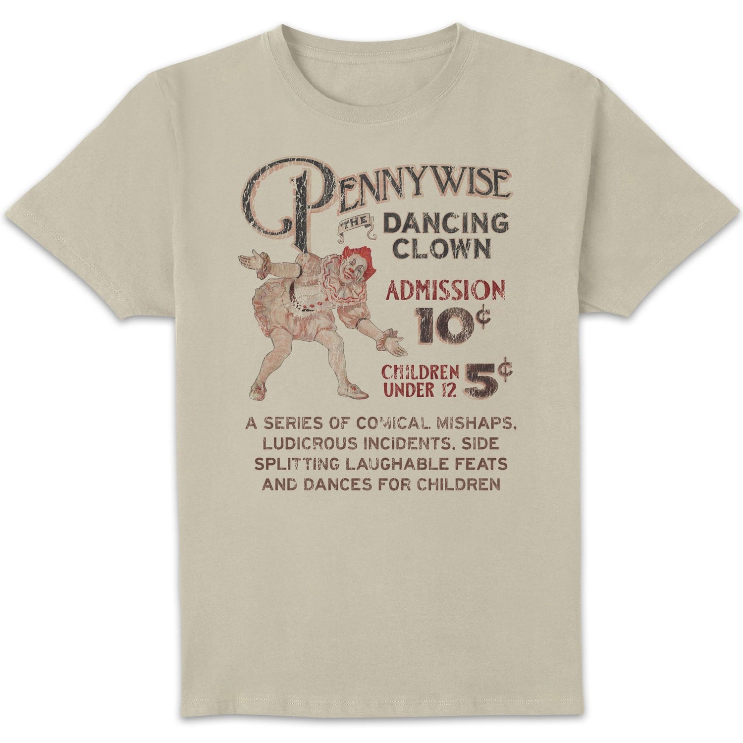 IT - Welcome To Derry Pennywise Vintage Unisex T-Shirt - Cream