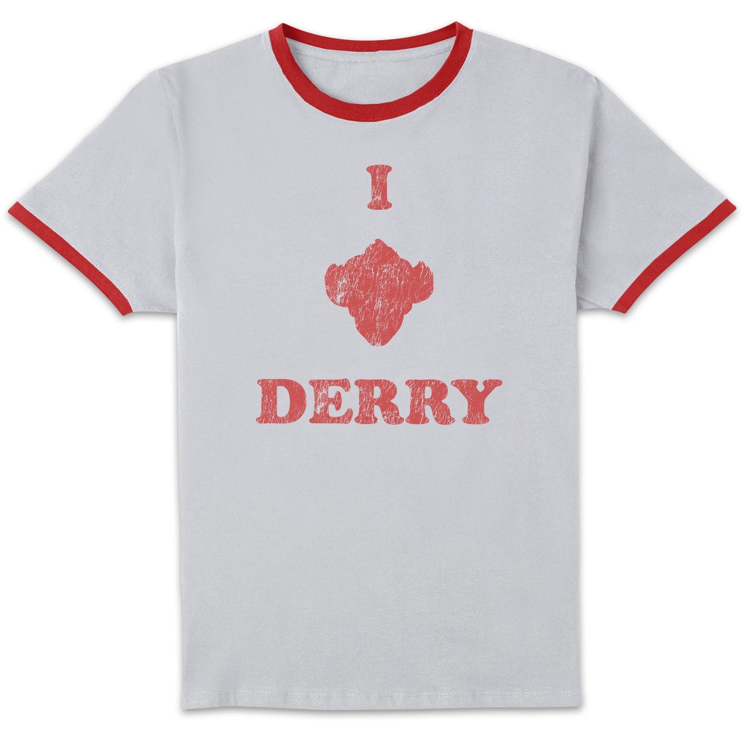 IT Chapter 2 I Heart Derry Unisex Ringer T-Shirt - White/Red