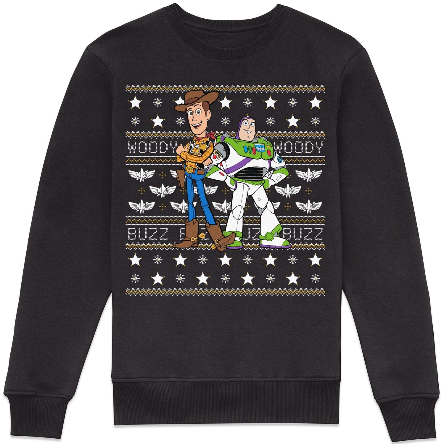 Disney Woody And Buzz Christmas Jumper Sweatshirt - Black