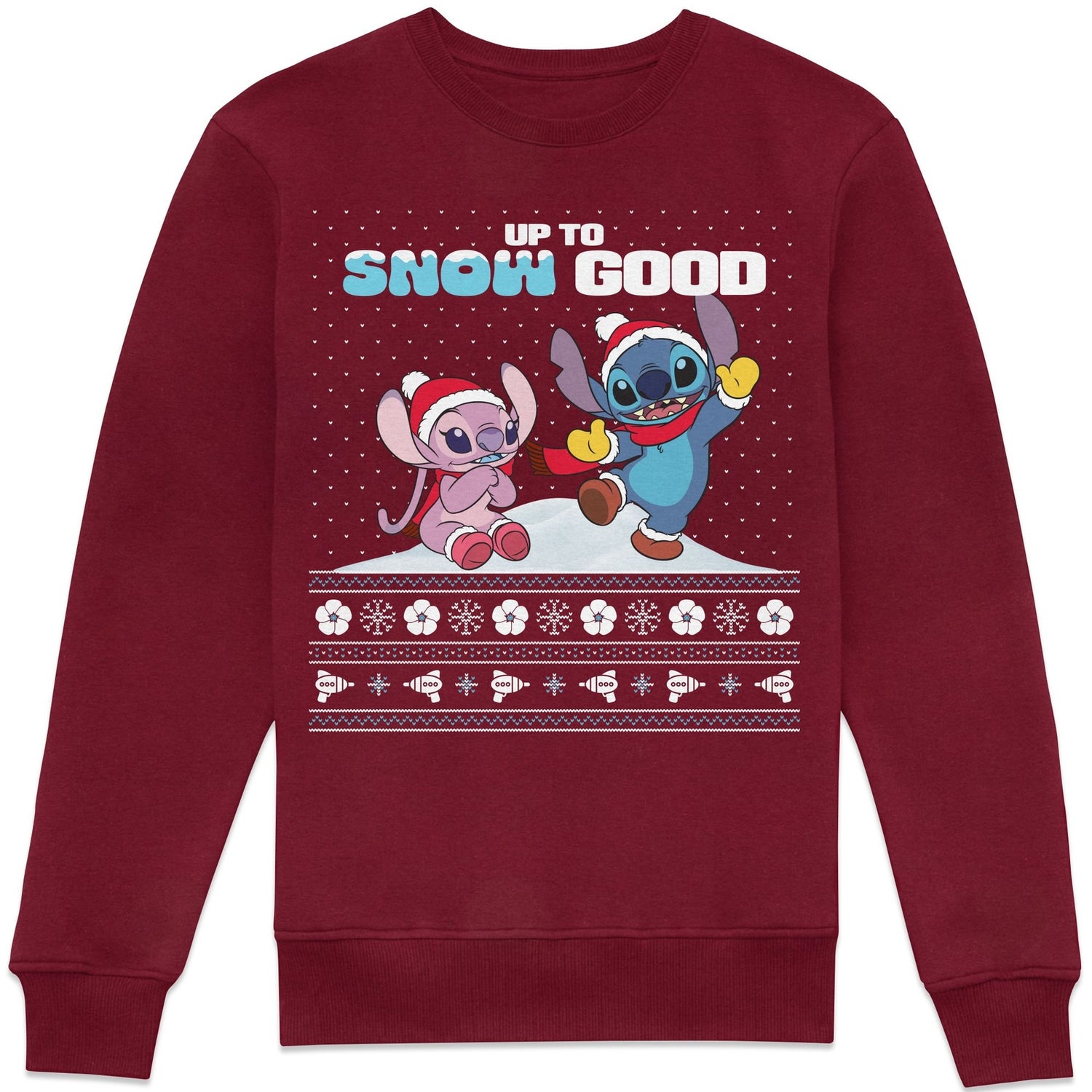 Disney Lilo & Stitch Christmas Jumper Sweatshirt - Burgundy