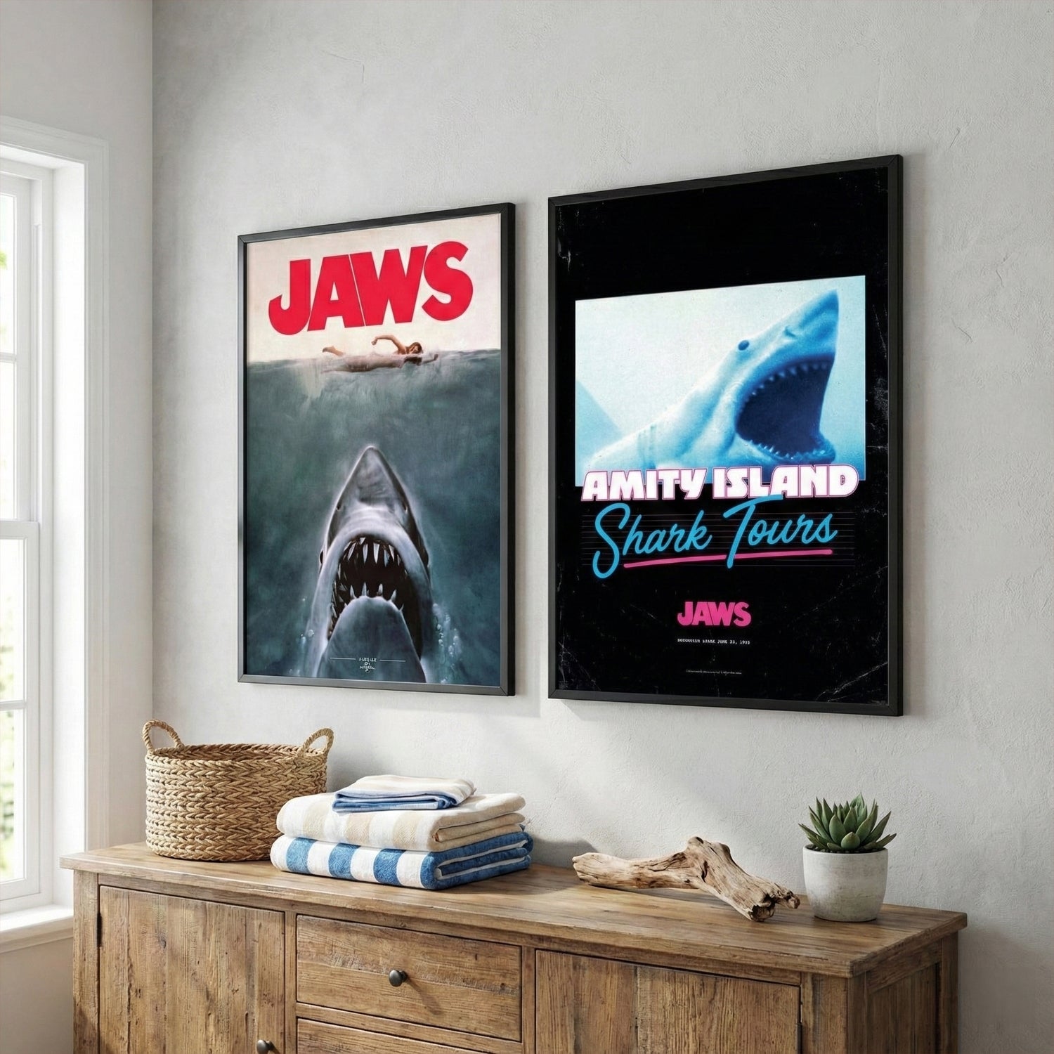 Jaws Double Feature: Premium Giclée A2 2-Pack with Black Frames