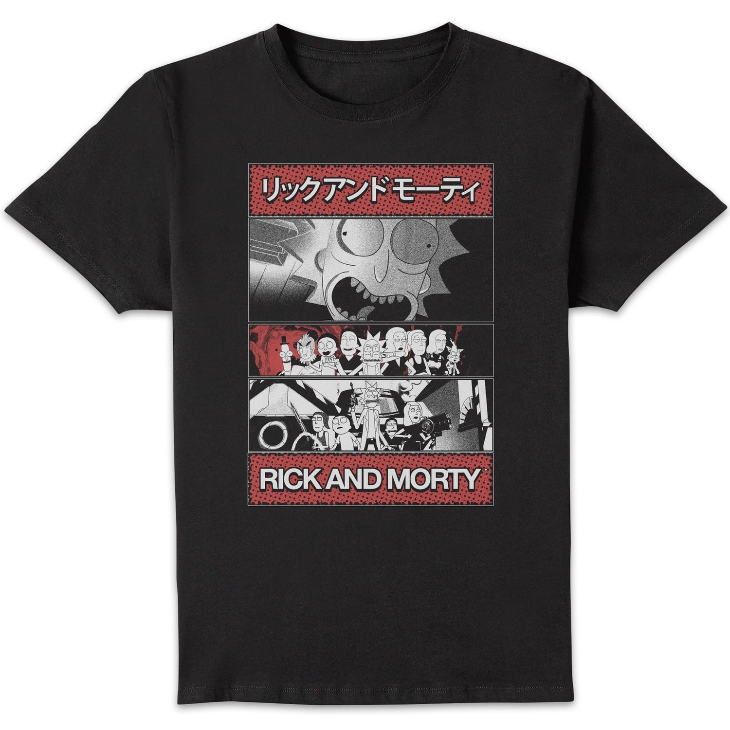 Rick and Morty Comic Strip Team Unisex T-Shirt - Black