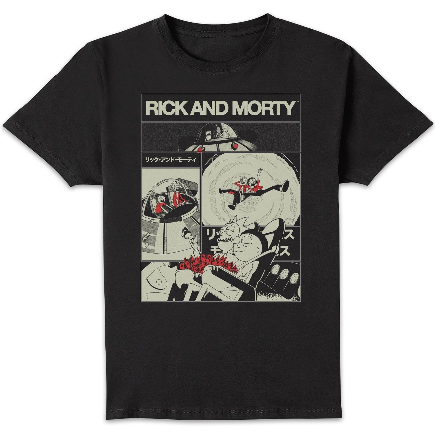 Rick and Morty Comic Strip Unisex T-Shirt - Black