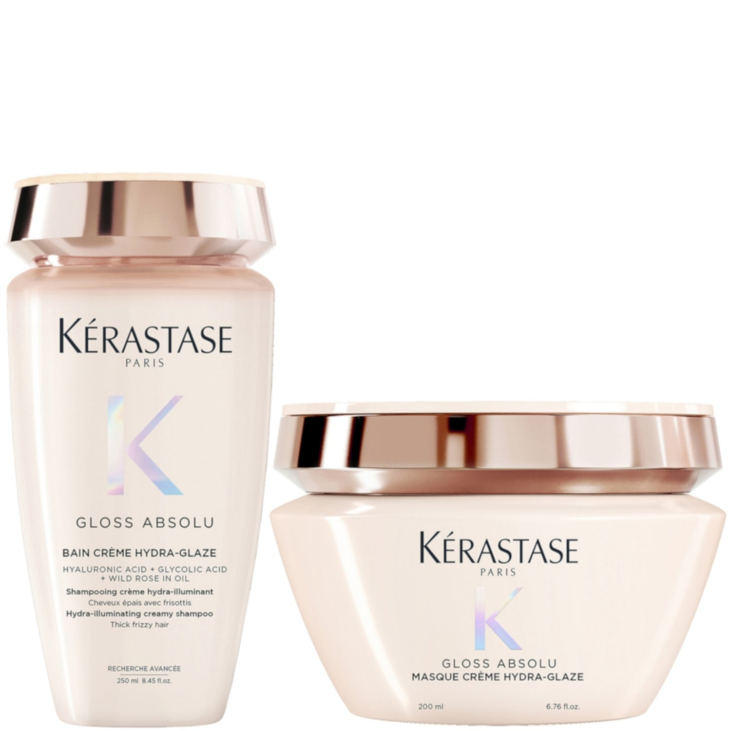 Kérastase Gloss Absolu Bain Crème Hydra-Glaze Shampoo and Mask For Thick Frizzy Hair