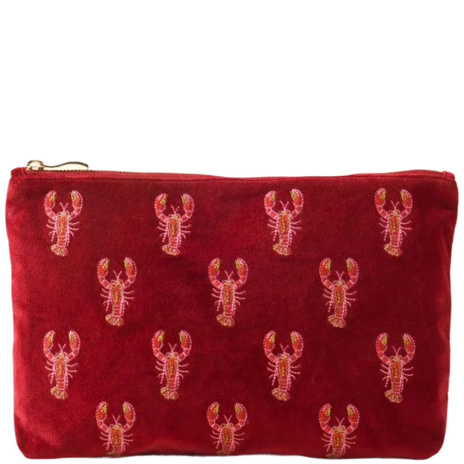 Elizabeth Scarlett Lobster Velvet Everyday Pouch - Rouge