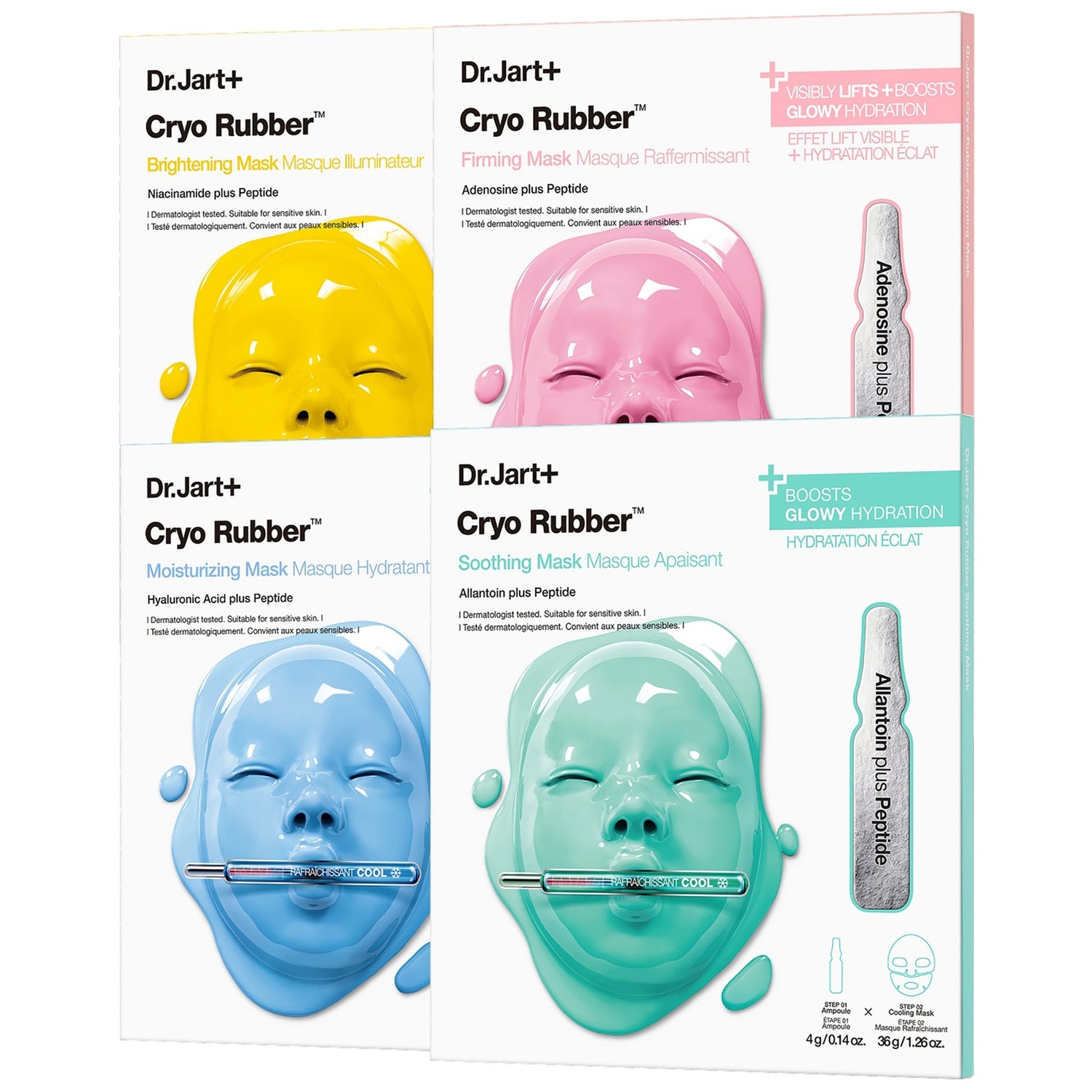 Dr.Jart+ Cryo Rubber Korean Hydrogel Face Mask – K-Glow Bundle (4 Pack)
