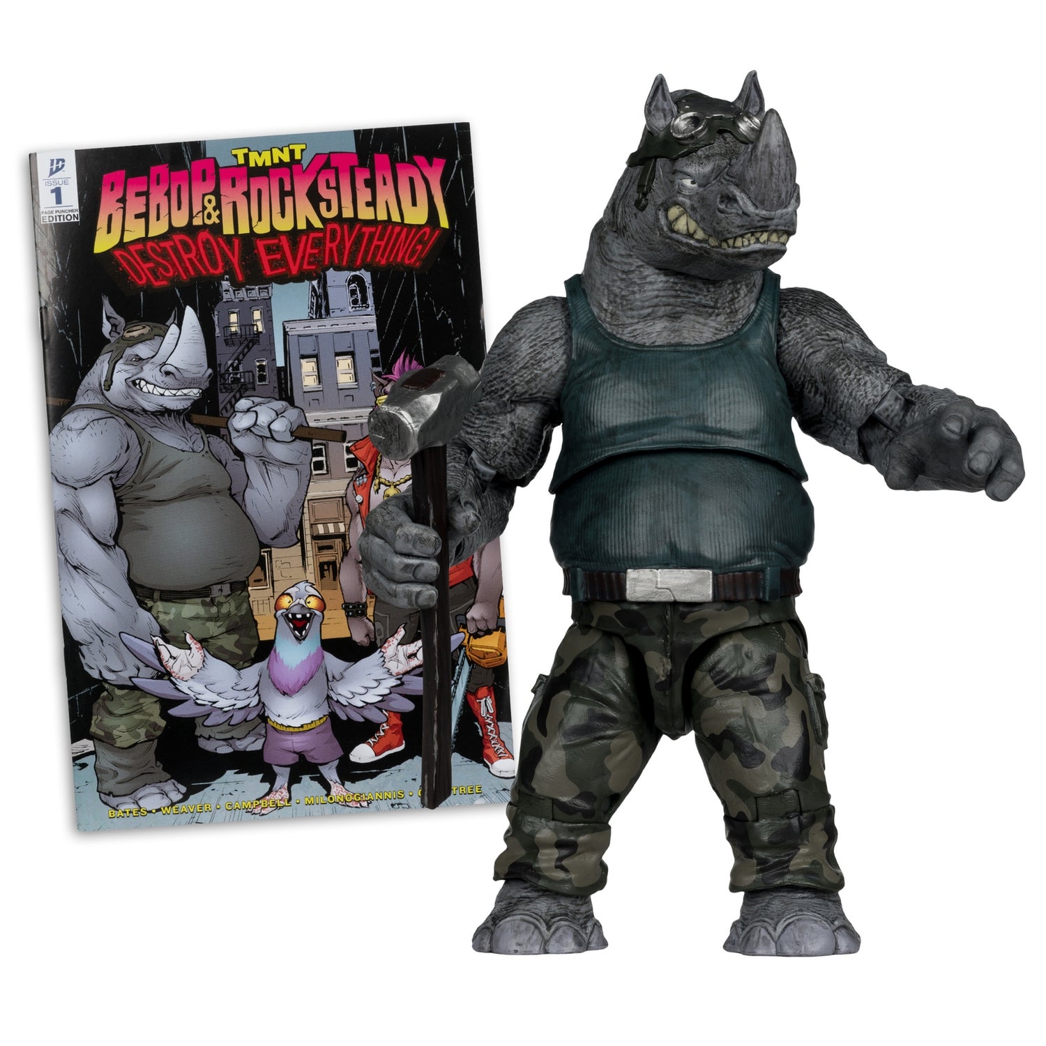 Teenage Mutant Ninja Turtles (Page Punchers) Rocksteady 5in Action Figure with Comic McFarlane Toys